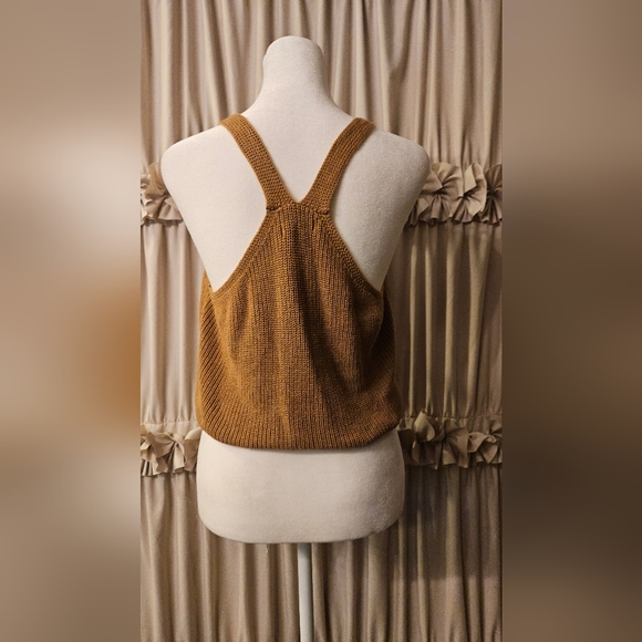 Stylish Brown Knit Crop Top - Picture 2 of 2